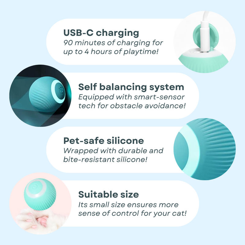 Automatic Rolling Cat Toy with Faux Tail