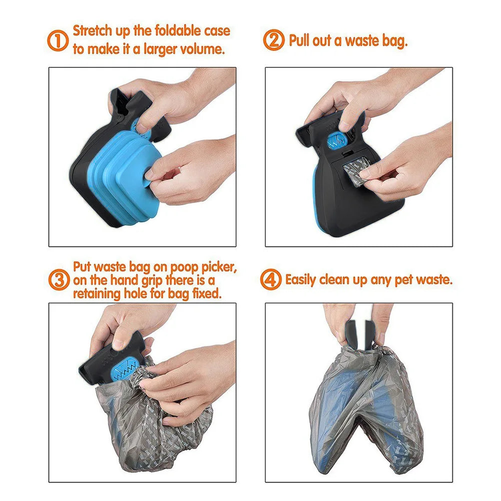 Foldable Dog Pooper Scooper with Biodegradable Bags for Efficient Waste Cleanup